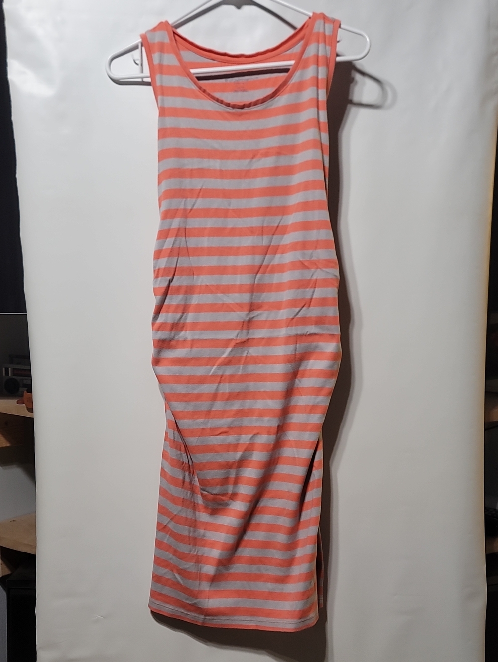Liz Lange for Target Coral and White Striped Sleeveless Maternity Dress